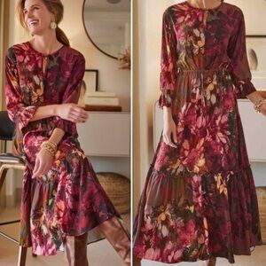 Soft Surroundings Natural Romance Dress Maxi Floral Dress XS